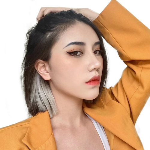 Colored wigs for women with long hair highlights, gradient invisible natural one-piece straight hair, short hair extensions and ear-hanging hair dyes