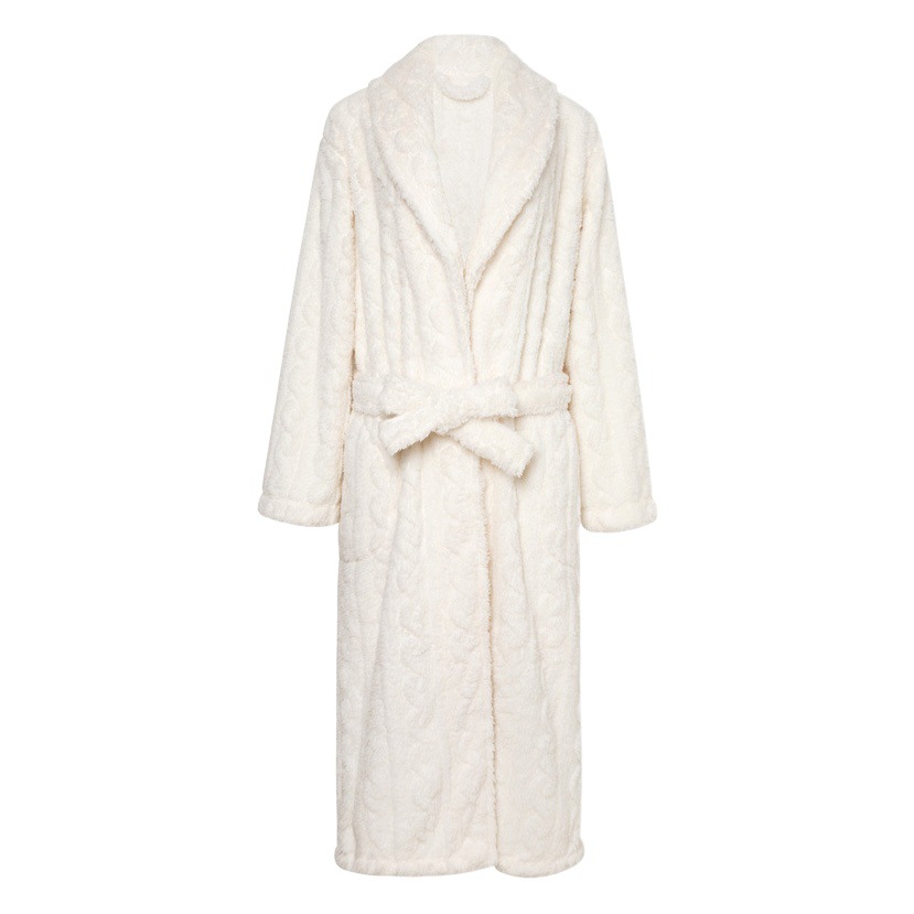 En stock Otoño e Invierno jacquard coral vellón espesado polar caliente de los hombres y las mujeres camisón espesado Albornoz pareja Pijamas