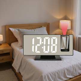 新款LED投影时钟 多功能数字闹钟 自动感光电子时钟带USB插电跨境