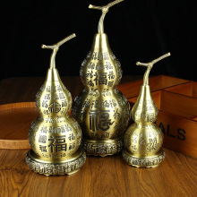 纯铜百福葫芦摆件办公室家居桌面大号纯铜金属铜器福字金属工艺品