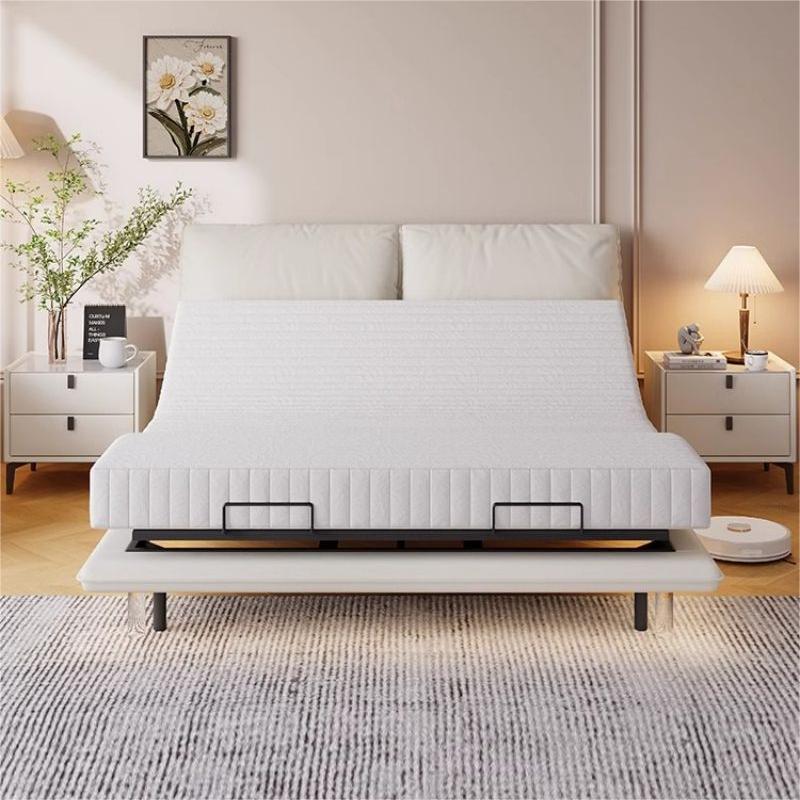Cama eléctrica flotante italiana dormitorio moderno inteligente elevación de cuero de elefante multifuncional cero gravedad 0 presión cama asistida image 3