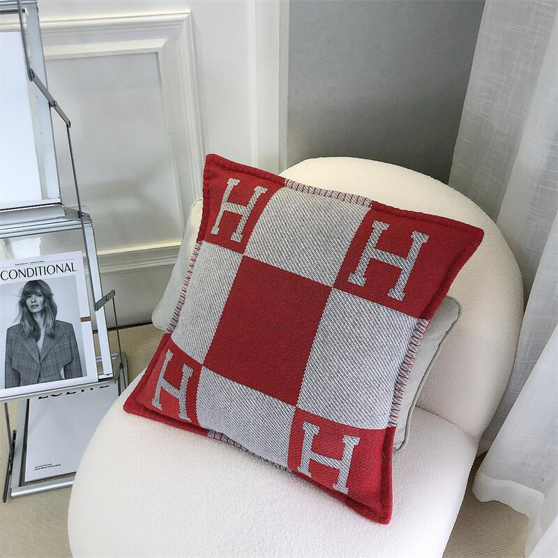 Amazon H 枕北欧モデルルーム昼休みソファクッション車の腰サポート背もたれクッションニット枕カバー