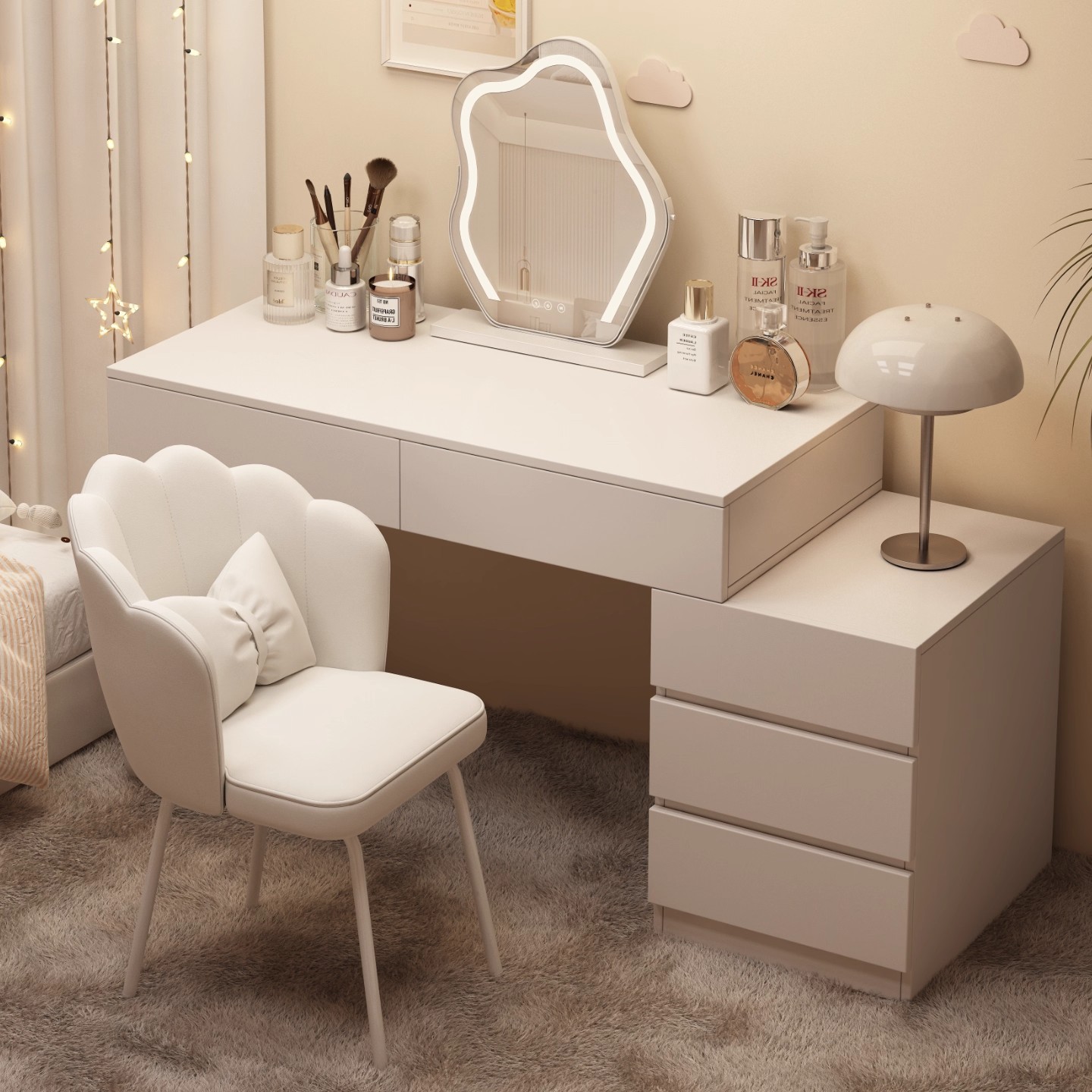 Comedor de maquillaje dormitorio 2025 nuevo estilo de estilo crema dormitorio principal simple escritorio moderno mesa de maquillaje mesa de maquillaje