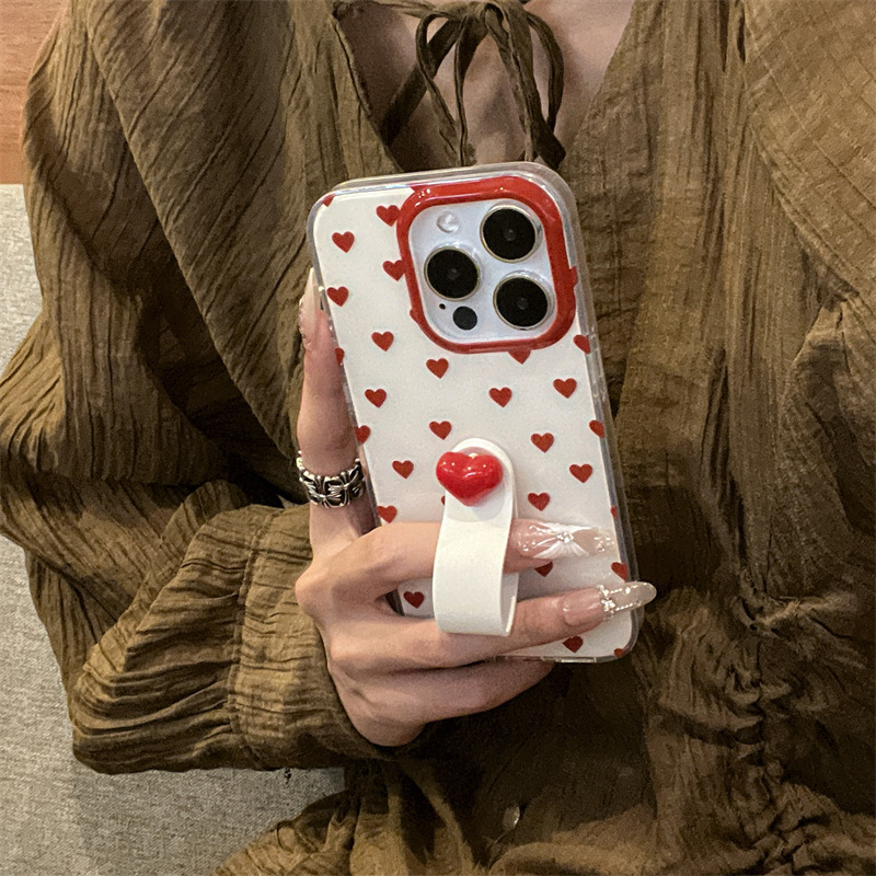 Simple ins Red love lunares para iPhone14 funda para teléfono móvil 15ProMax Apple 12/13 pareja 14PM