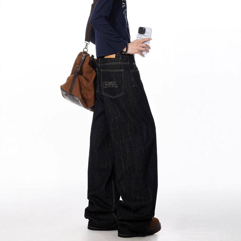 American Stacked Wide Leg Jeans Men's and Women's Trendy Brand Loose BF High-end Casual Pants High-street Puppies Handsome Scimitar Pants American Stacked Wide Leg Jeans Men's and Women's Trendy Brand Loose BF High-end Casual Pants High-street Puppies Handsome Scimitar Pants