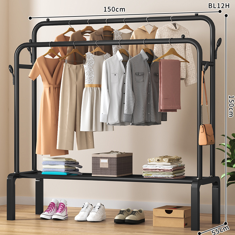 더블 폴 + 코트 후크 150 블랙 + 휠