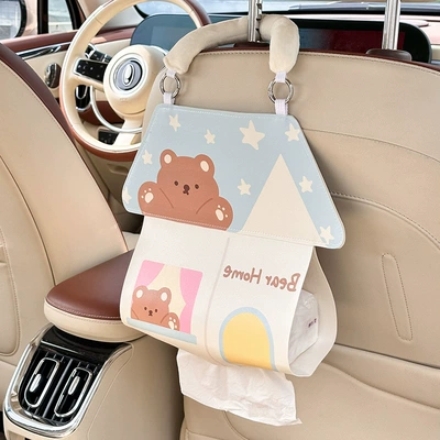 Seat Back, Cute and Fun – Car tissue box/set - little-bears-home-leather-paper-bag