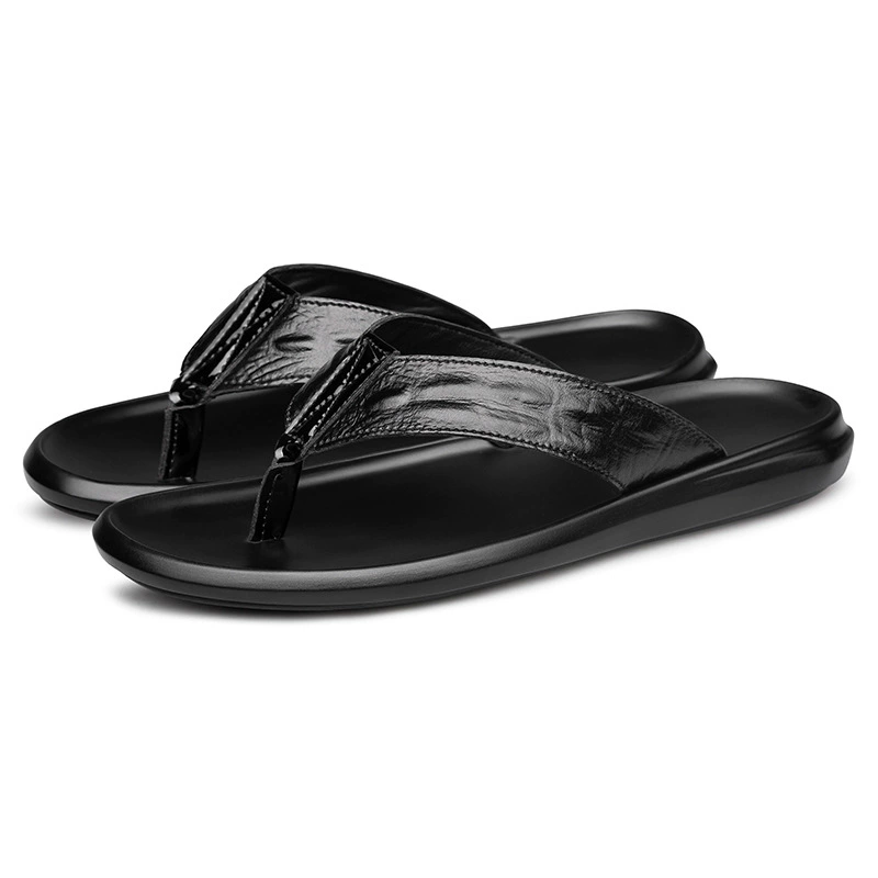 2388 Мужская обувь флип-тапочки летние носок с плоским тиснением из воловьего меха лицо Спорт на открытом воздухе Отдых Пляжные Тапочки