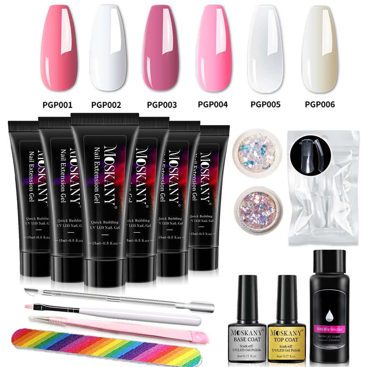 Transfronterizo caliente 15ml pegamento de extensión de uñas brillo molde de uñas cepillo de uñas pegamento de extensión de cristal conjunto de pegamento de cristal