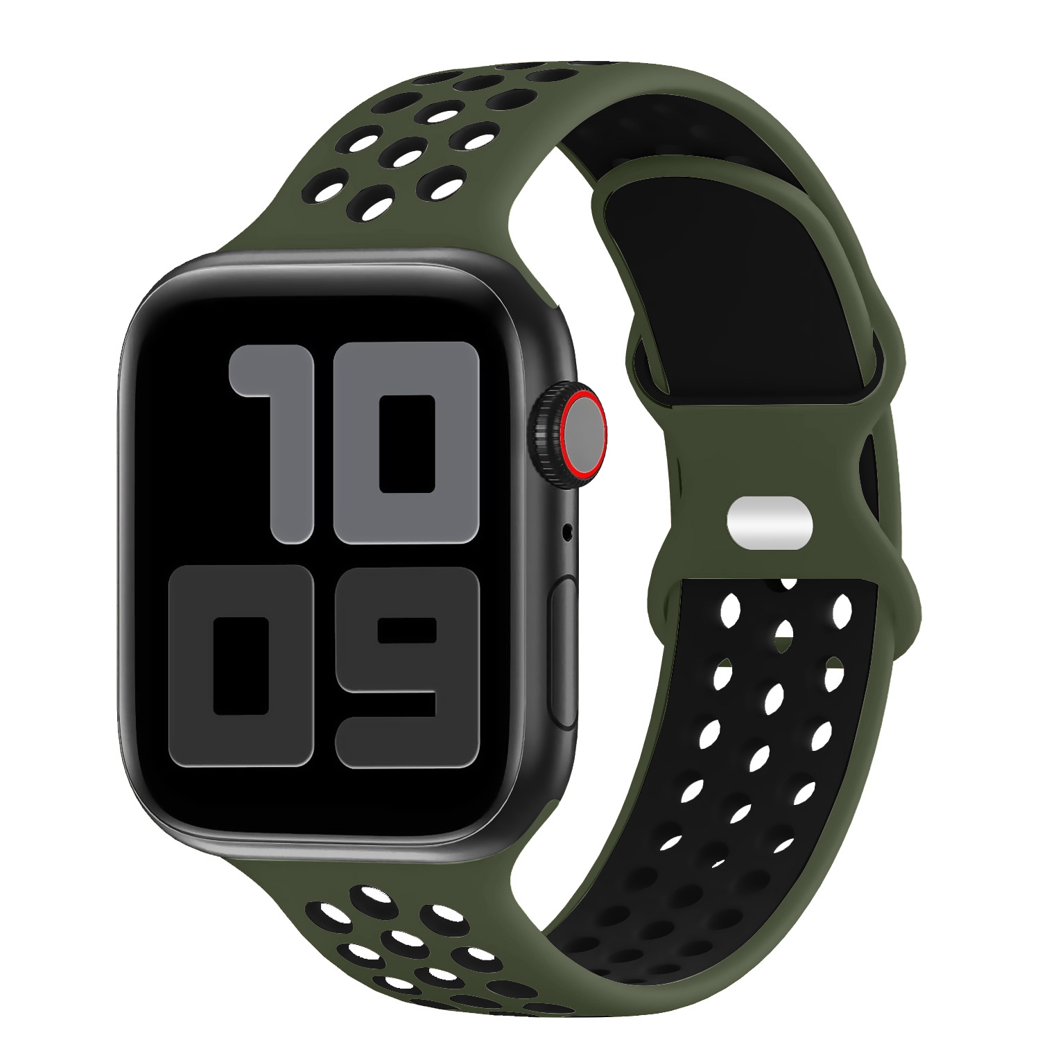 Correa de silicona de dos tonos para Apple Watch S9, estilo Nike con hebilla en forma de ocho.