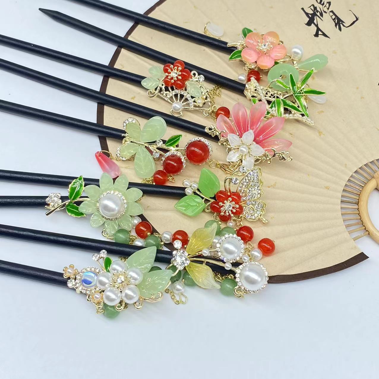 新中式古風仿黑檀木髮簪國風漢服流蘇步搖木簪子盤發配飾髮釵髮飾