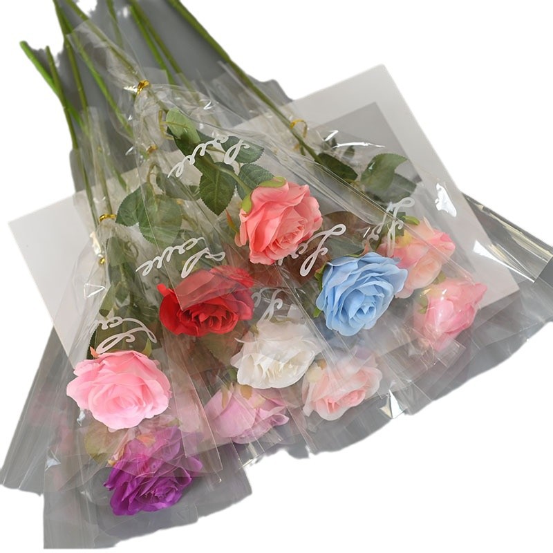 Mayorista simulación de una sola rosa Qixi regalos de día de San Valentín cascada flor de pared escena en el hogar ramo de flores falsas