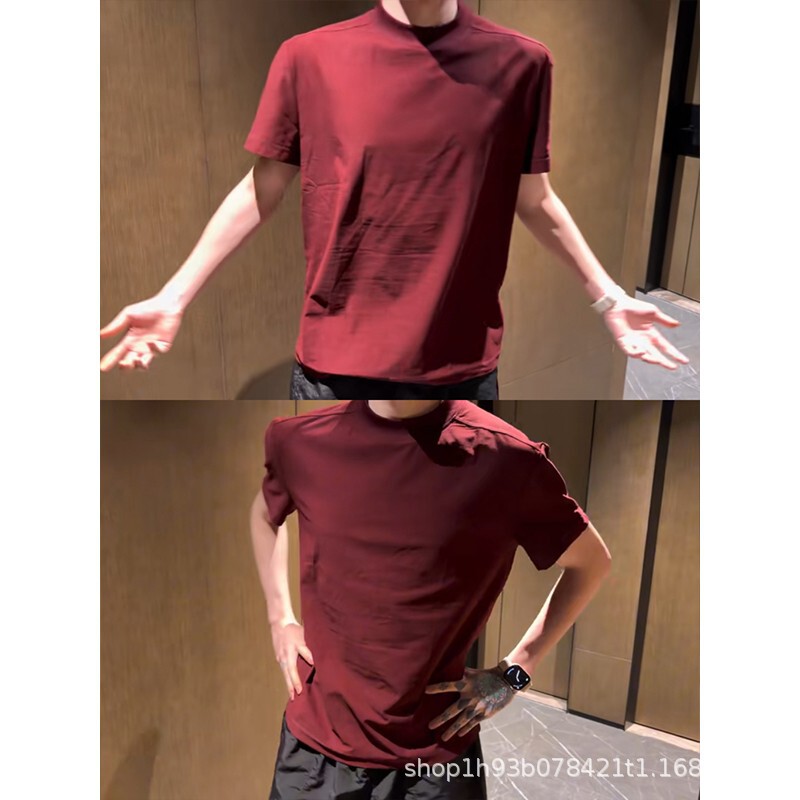 Custom-made burgundy quick-drying ice-silk short-sleeve men's summer T-shirt, solid color round-neck casual half-sleeve printed T-shirt Custom-made burgundy quick-drying ice-silk short-sleeve men's summer T-shirt, solid color round-neck casual half-sleeve printed T-shirt