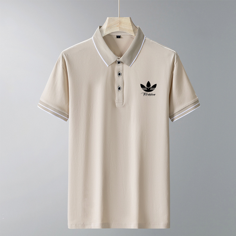 Trébol de verano nuevo estilo camisa POLO de manga corta para hombre top casual de negocios temperamento de color sólido material de algodón de gran tamaño de moda manga corta