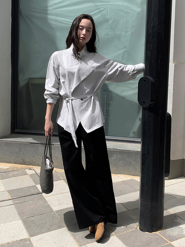 MOXI 十三行女装2025秋季新款衬衣女韩版设计感小众立领衬衫上衣|undefined