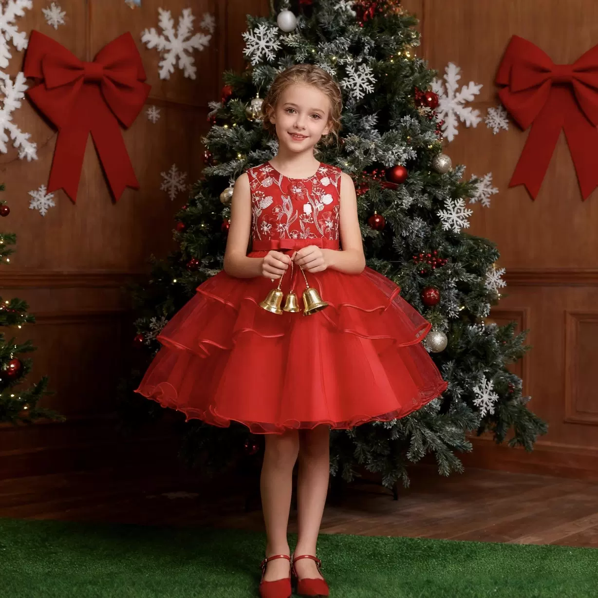 跨境新款女童公主礼服圣诞节万圣节儿童演出服女孩连衣裙现货批发