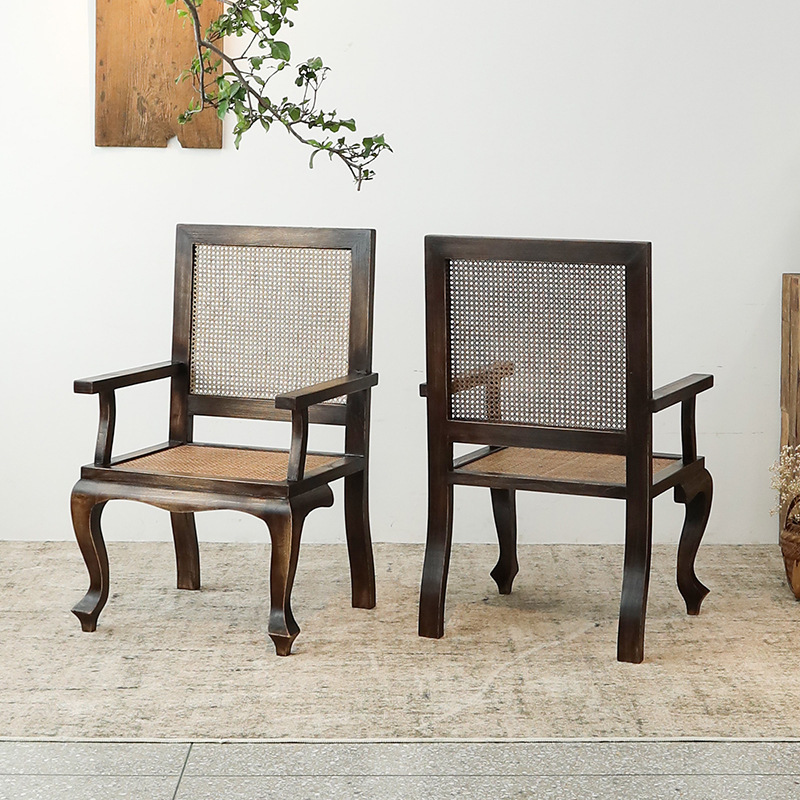 Wabi Old Elm Solid Wood Chair Tea Room Zen Armchair Single Backrest Negotiation Chair Wabi-Sabi Style Master Chair