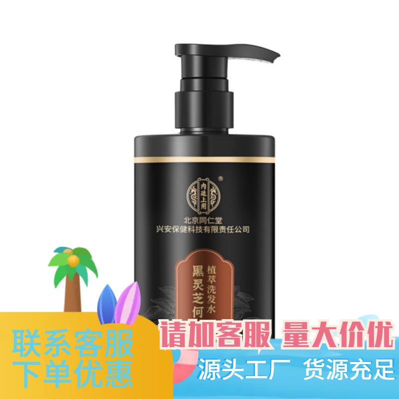 BEIJING TONGRENTANG 내부 코트에서 사용되는 검은 색 가노 더마 루시 덤 및 폴리 고넘 멀티 플로 럼 식물 샴푸 500ML