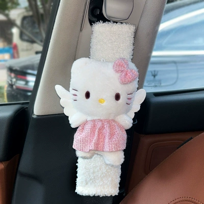 Seat belt shoulder pad and Breathable for Long-Distance Use, Providing - plush-shoulder-pads-angel-kitty