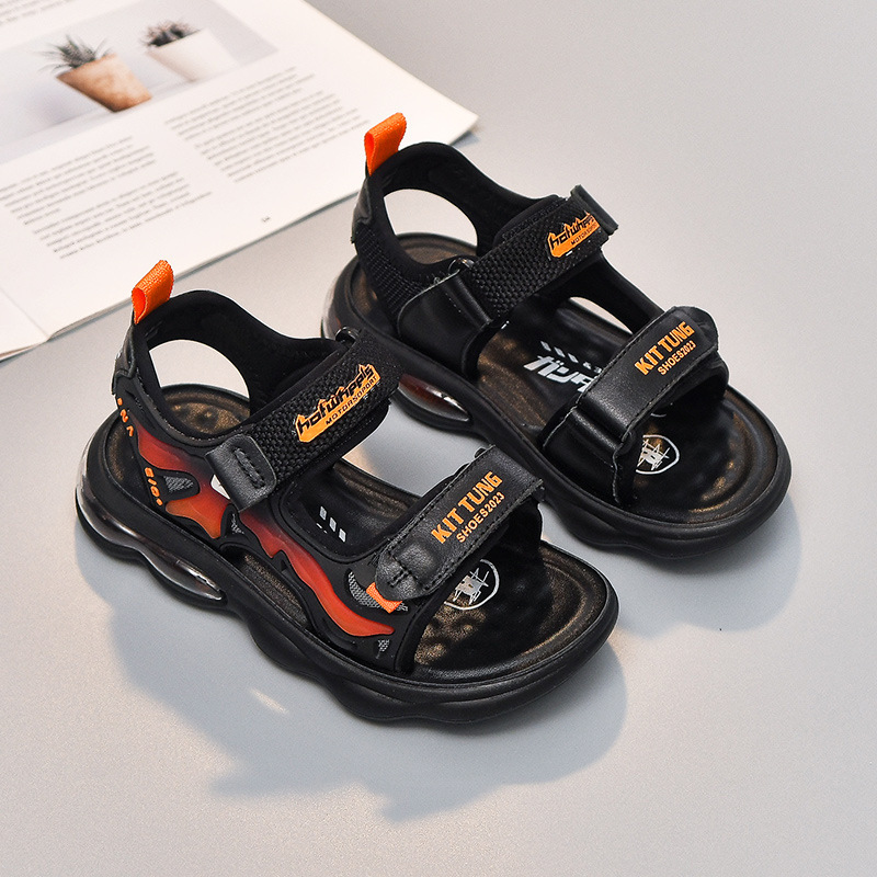 Boys' Sandals for Middle and Older Kidsren 2024 New Summer Kidsren's Shoes Korean Style Soft Sole Non-Slip Casual Little Boy Beach Shoes