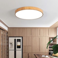 Nordic Wood Texture LED Ceiling Lamp, Simple Modern Iron Room Bed Room Lamp, Creative Round Corridor Balcony Lamp