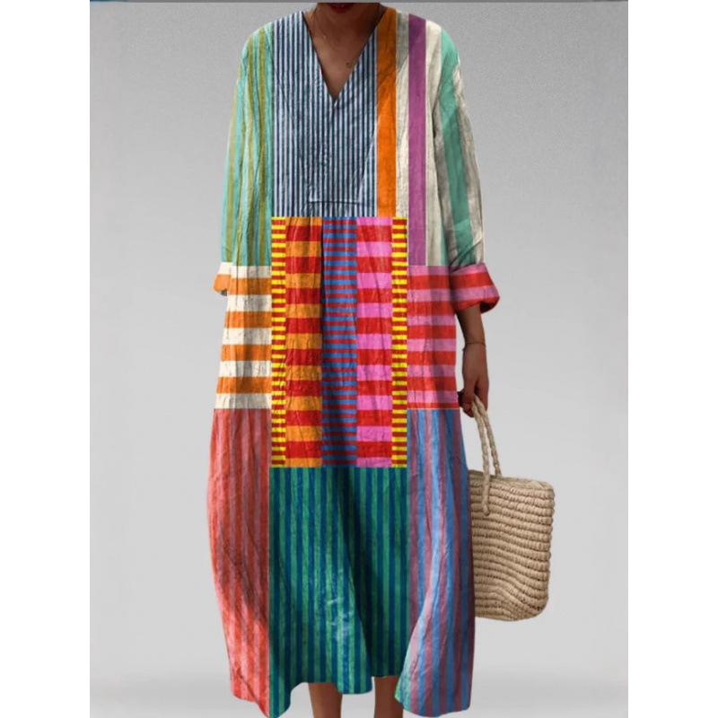 Cross-Border Independent Amazon Long-Sleeve Shirt Dress Women's Casual Floral 3D Print Long Sleeve Dress Source