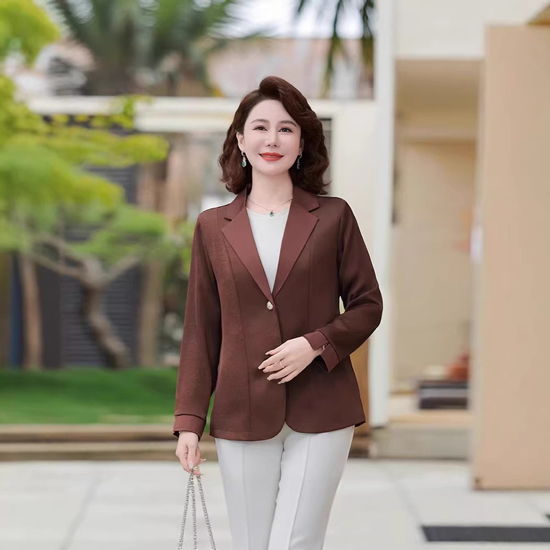 Middle-Aged Mom's Stylish Thin Spring Suit Jacket Short Style 2026 Middle-Aged and Elderly Women's Spring and Autumn Fashionable Top