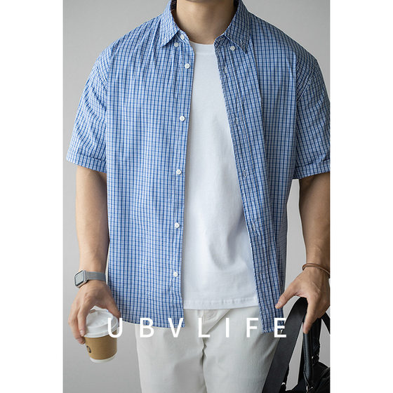 Yarn-dyed Plaid Holiday Travel Casual Work Short-sleeved Shirt Men's 2025 Spring and Summer New All-match Thin Shirt
