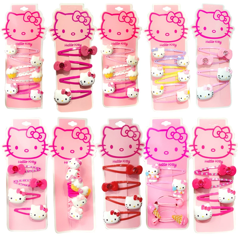 Набор заколок для волос (Hello Kitty) из смолы с бантами, разные размеры, возраст 3–8 лет