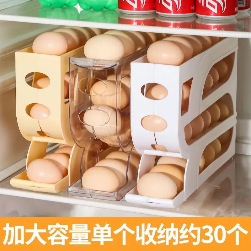 Caja de almacenamiento de huevos rodantes multicapa para puerta lateral para refrigerador, caja de almacenamiento de huevos especial para caja de almacenamiento de huevos