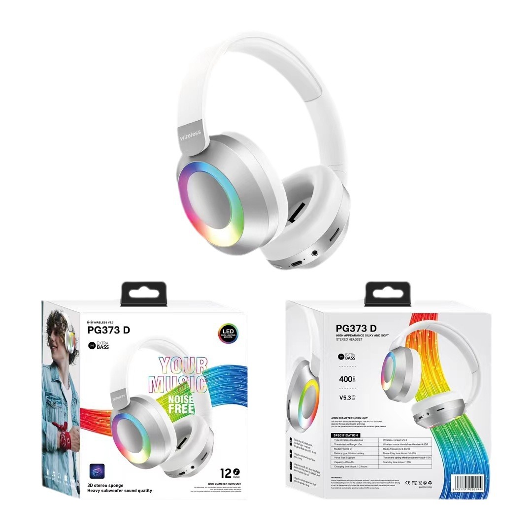 comercio exterior nuevo PG373D auriculares bluetooth de alta calidad lámpara RGB estereoscópica esponja auriculares fábrica al por mayor