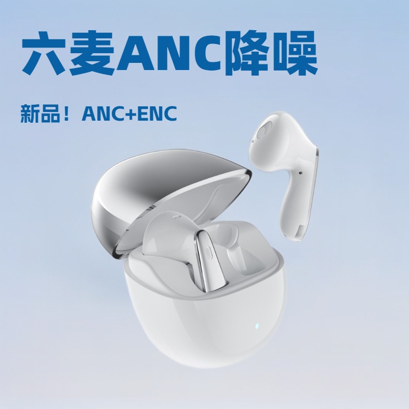 New Private Model 6-Microphone Mixed Noise-Cancelling Bluetooth Earphones Anc Enc Comfortable Semi-In-Ear True Wireless Earbuds