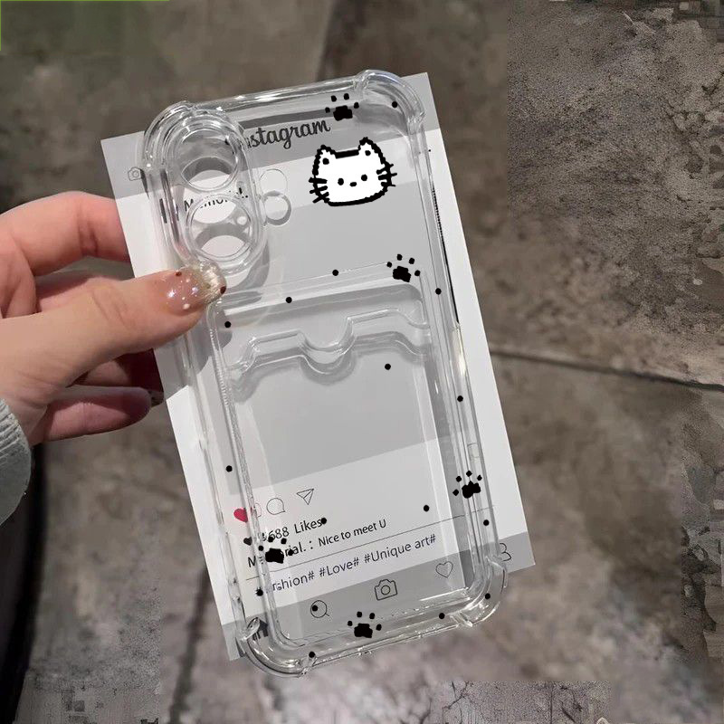 Pixel Cat Card Holder Is Suitable for Apple 14, 15, 16 Phone Cases, 16 Pro Precision Hole 7/8 Cartoon Soft Case, 17 Pro Max
