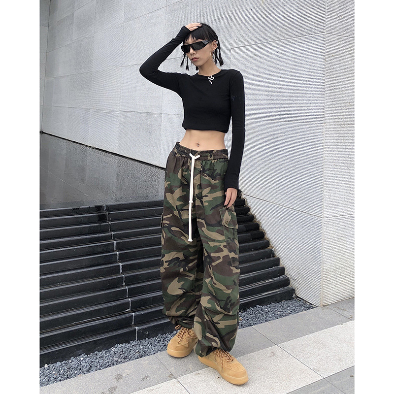 2026 American High Street Retro Hip-Hop Camouflage Cargo Pants Slimming Pants Women's Jogger Casual Pants Ins Trendy Brand