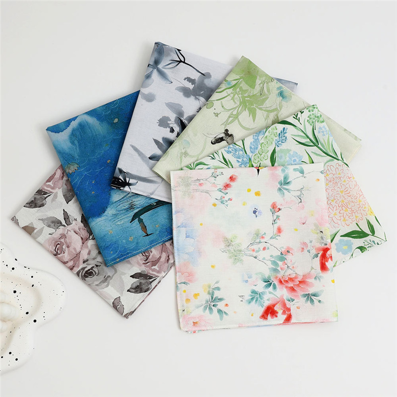 Japanese Style Women's Pure Cotton Handkerchief, Cotton Single-Sided Printed Handkerchief, Thin Absorbent Sweat Towel, Antique Chinese Handkerchief Japanese Style Women's Pure Cotton Handkerchief, Cotton Single-Sided Printed Handkerchief, Thin Absorbent Sweat Towel, Antique Chinese Handkerchief