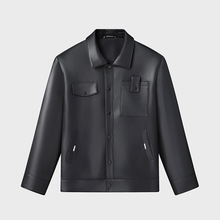 设计师原创秋季新款男式翻领商务夹克加肥加大码宽松时尚男士工装