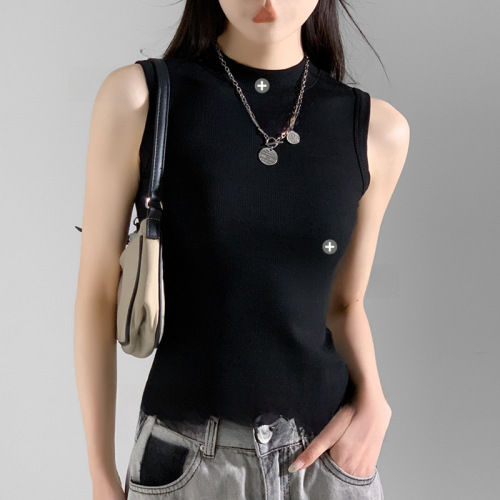 Carefully selected round neck camisole women's summer thin outer wear and inner threaded bottoming shirt slim sleeveless top