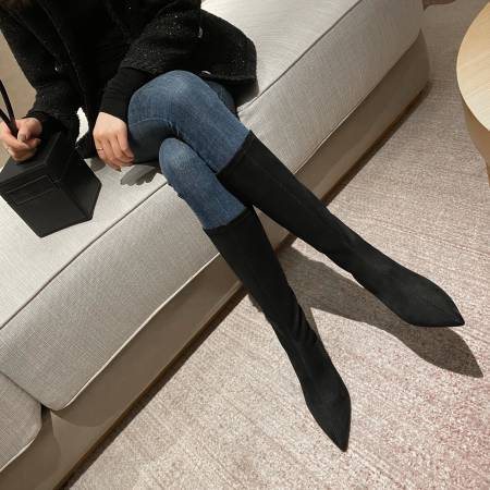 Boots Women's Mid-length Boots Pointed Toe Autumn and Winter New Style Thin Heel High Heel Small Men But Knee Suede Small Heel Thin Long Boots Boots Women's Mid-length Boots Pointed Toe Autumn and Winter New Style Thin Heel High Heel Small Men But Knee Suede Small Heel Thin Long Boots