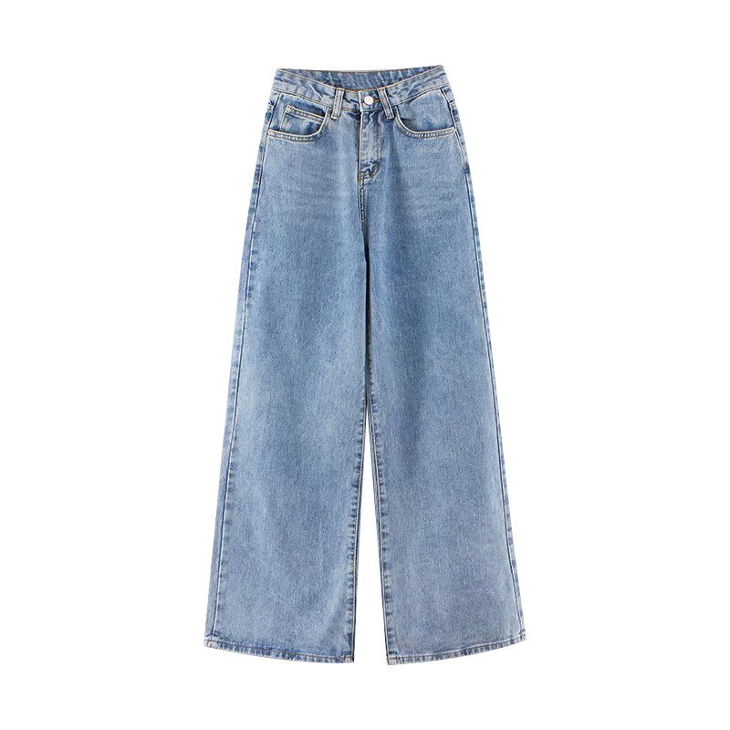 High Waist Chubby Girls' Wide Leg Slim Look Jeans Women's Loose Small New Korean Style Straight All-match Dragging Pants