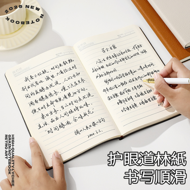 2025笔记本A5本子荔枝纹高颜值软皮面记事本商务办公可定制印logo|undefined