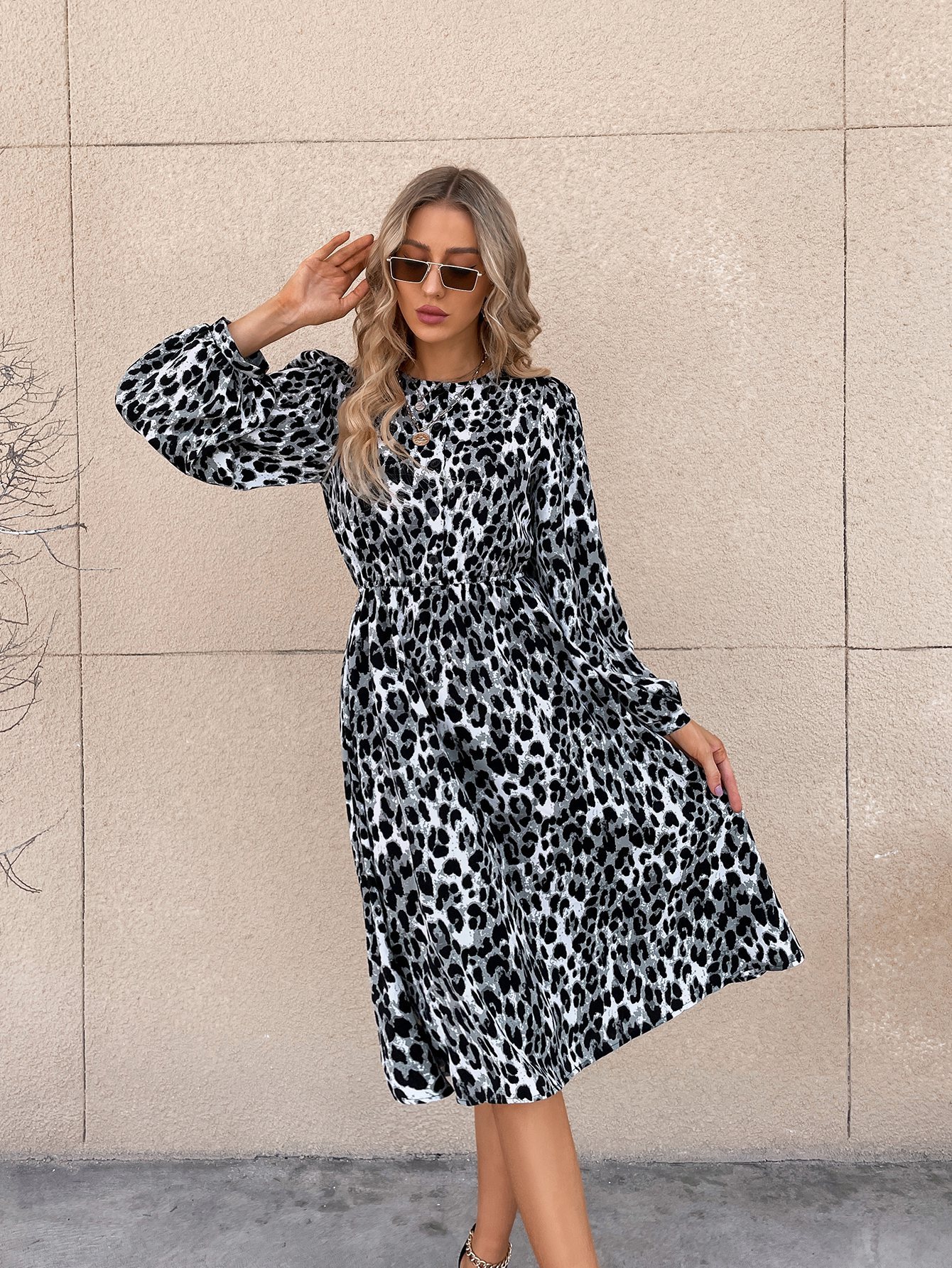 women s leopard print slim dress nihaostyles wholesale clothing NSJM80446