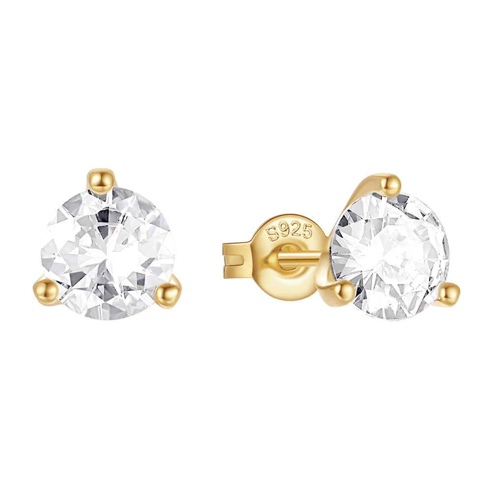 Plating Design 1 Pair 925 Sterling Silver Geometric Solid Color Ear Studs
