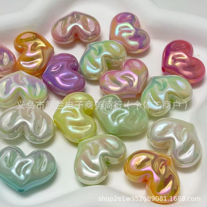 Macron Color Luminous Plated Heart Beads DIY Handmade Beaded Pen Mobile Phone Chain Headwear Pendant Jewelry Accessories