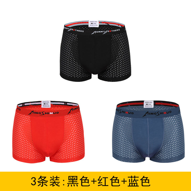 Calzoncillos Boxer de los hombres de seda de hielo verano malla transpirable malla hueco modal Boxer shorts cabeza fábrica al por mayor