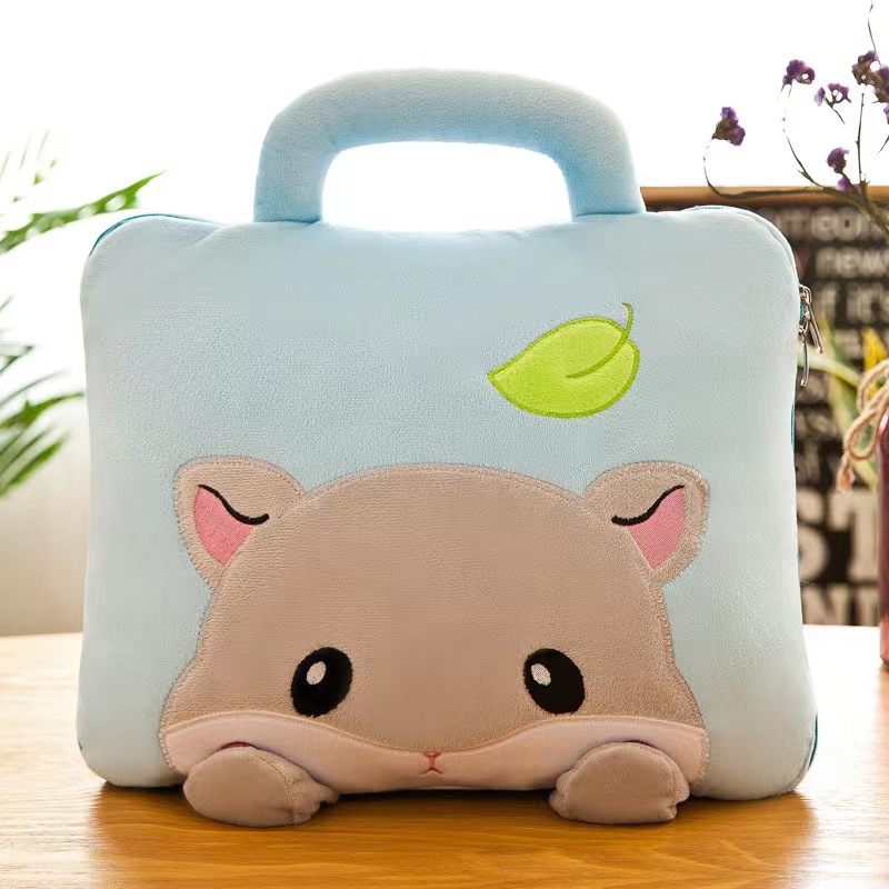 Cojín Manta 2 en 1 de Peluche Multifuncional con Dibujos Animados para Siesta