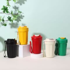 新しいステンレス鋼の八角形コーヒーカップ、持ち上げロープ付きフリップトップ断熱カップ、屋外持ち上げロープ付き学生ウォーターカップ卸売