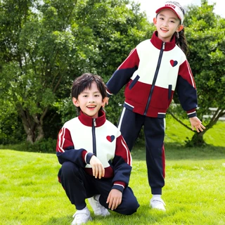 小学生班服秋冬校服幼儿园园服红色冲锋衣三件套儿童运动会服套装