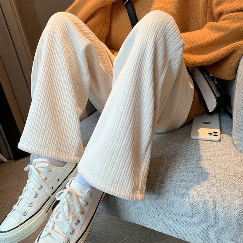 Chenille pantalones de pierna ancha de las mujeres embarazadas Otoño e Invierno Nueva moda al aire libre forrada de lana gruesa casual PANA suelta pantalones de las mujeres embarazadas