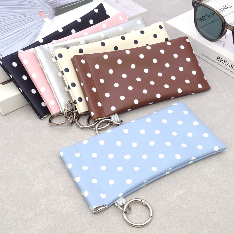 Polka Dot Shrapnel Glasses Bag, Portable Hangable Sunglasses Storage Bag, Automatic Closing Leather Glasses Case, Pu Glasses Bag Polka Dot Shrapnel Glasses Bag, Portable Hangable Sunglasses Storage Bag, Automatic Closing Leather Glasses Case, Pu Glasses Bag