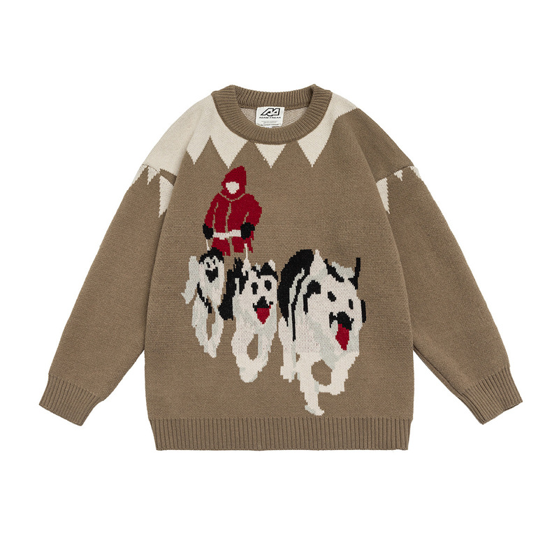 Guye Men's Clothing Japanese Trend Brand 2025 Autumn New Christmas Creative Jacquard Sweater Round Neck Knitted Top Guye Men's Clothing Japanese Trend Brand 2025 Autumn New Christmas Creative Jacquard Sweater Round Neck Knitted Top